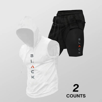 🏋️‍50% OFF NOW! 💪 Men’s Sleeveless Hoodie & Shorts Set – Athletic & Casual Fit – Breathable & Quick-Dry 🏋️‍♂️