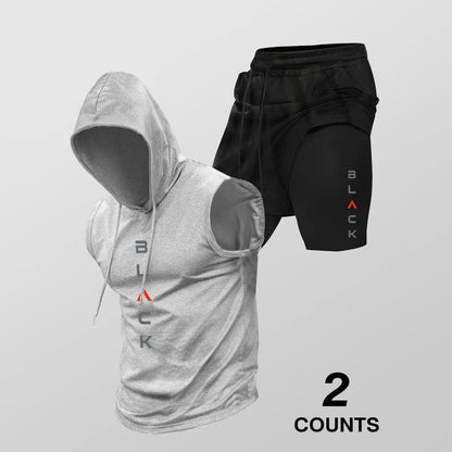 🏋️‍50% OFF NOW! 💪 Men’s Sleeveless Hoodie & Shorts Set – Athletic & Casual Fit – Breathable & Quick-Dry 🏋️‍♂️